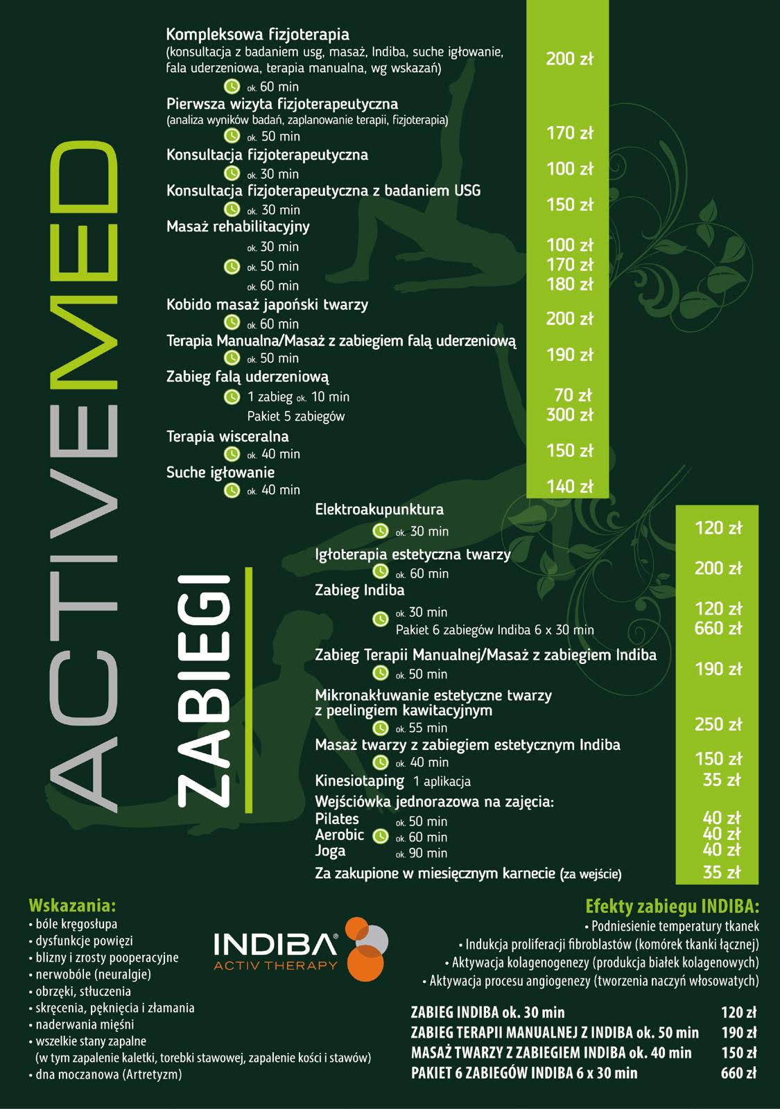 Cennik zabiegów ActiveMed